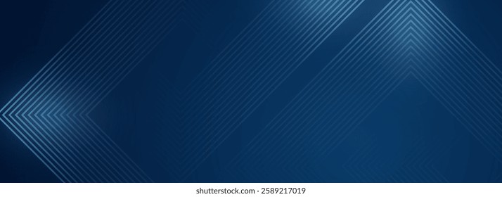 Dark blue abstract background with glowing futuristic lines, featuring a modern geometric design. Perfect for banners, covers, posters, and web headers.