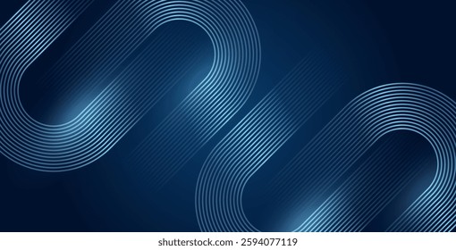 Dark blue abstract background with glowing geometric lines and shiny blue diagonals. Perfect for futuristic technology designs.