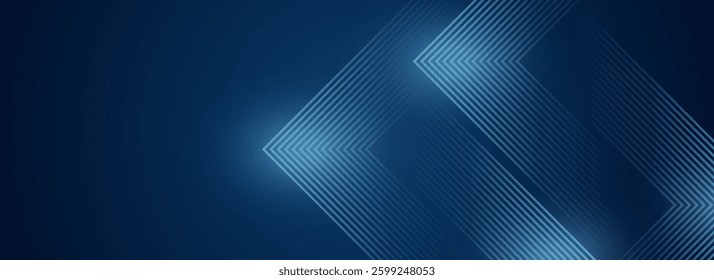 Dark blue abstract background with glowing futuristic lines, featuring a modern geometric design. Perfect for banners, covers, posters, and web headers.