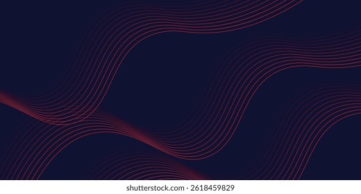 Dark blue abstract background with glowing red wave lines. futuristic background Modern concept technology. vector eps10