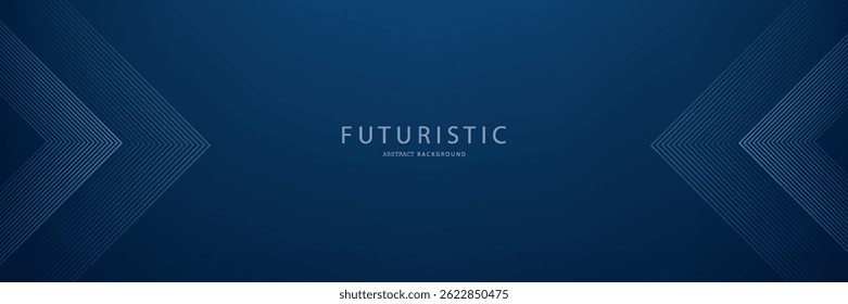 Fondo Abstractas azul oscuro con líneas de flecha brillantes para la Tecnología, con un concepto futurista con diseño moderno de líneas geométricas azules brillantes, ideal para Anuncios, cubiertas, carteles y cabeceras de Web