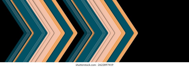 Dark blue abstract background with glowing arrow lines. Modern shiny blue geometric lines design.
