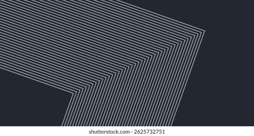 Fundo abstrato azul escuro com linhas geométricas brilhantes. Padrão moderno de linhas arredondadas azul brilhante diagonal. Conceito de tecnologia futurista. Terno para capa, cartaz, apresentação, site. moderno