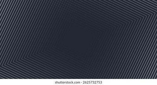 Dark blue abstract background with glowing geometric lines. Modern shiny blue diagonal rounded lines pattern. Futuristic technology concept. Suit for cover, poster, presentation, website. modern