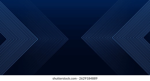 Dark blue abstract background. Glowing triangle geometric lines overlapping. Modern shiny blue lines pattern. Futuristic technology concept. Vector illustration