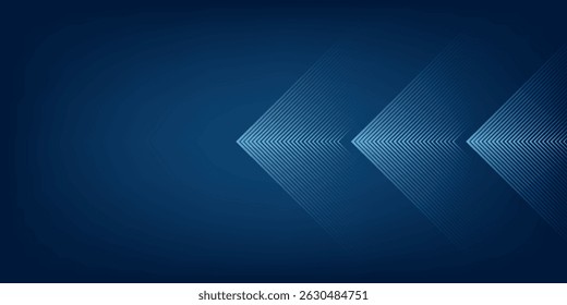Dark Blue Abstract Background with Glowing Arrow Lines for Technology, Featuring a Futuristic Concept with Modern Shiny Blue Geometric Lines Design, Ideal for Banners, Covers, Posters, and Web Headers