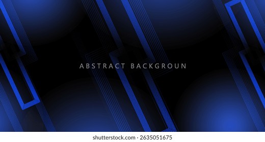 Dark blue abstract background with glowing circle lines. Geometric stripe line art design. Modern shiny blue diagonal rounded lines pattern. Futuristic technology concept. Vector illustration