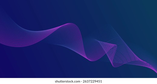 Dark blue abstract background with glowing wave lines. futuristic background Modern concept technology.