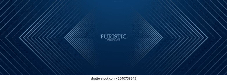 Dark Blue Abstract Background with Glowing Arrow Lines for Technology, Featuring a Futuristic Concept with Modern Shiny Blue Geometric Lines Design, Ideal for Banners, Covers, Posters, and Web Headers