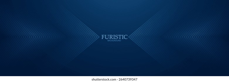 Dark Blue Abstract Background with Glowing Arrow Lines for Technology, Featuring a Futuristic Concept with Modern Shiny Blue Geometric Lines Design, Ideal for Banners, Covers, Posters, and Web Headers