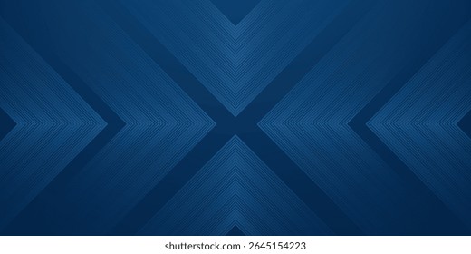 Dark Blue Abstract Background with Glowing Arrow Lines for Technology, Featuring a Futuristic Concept with Modern Shiny Blue Geometric Lines Design, Ideal for Banners, Covers, Posters, and Web Headers
