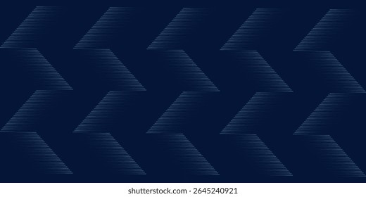 Fondo abstracto azul oscuro con líneas de flecha brillantes. Diseño moderno de líneas geométricas azules brillantes. Tecnología concepto futurista. Plantilla Horizontal del Anuncio. eps. 10
