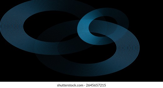 Dark blue abstract background with glowing circle curve geometric lines. Modern shiny blue lines pattern. Futuristic technology concept