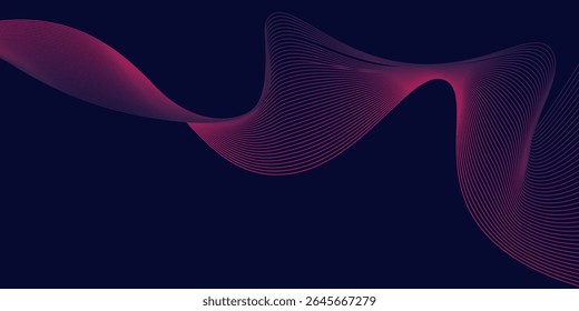 Dark blue abstract background with glowing red wave lines. futuristic background Modern concept technology. Vector illustration