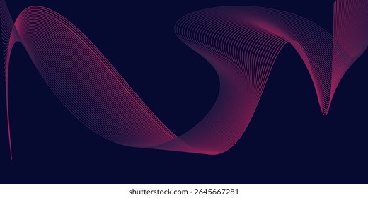 Dark blue abstract background with glowing red wave lines. futuristic background Modern concept technology. Vector illustration
