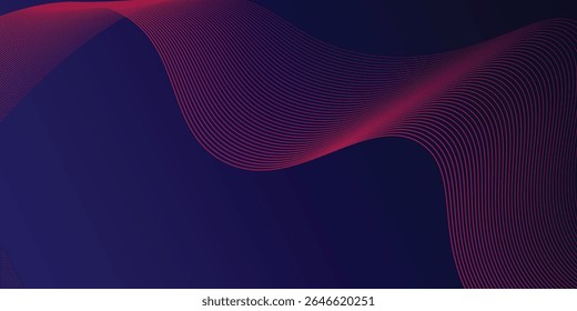 Dark blue abstract background with glowing wave lines. futuristic background Modern concept technology.