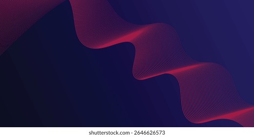 Fundo abstrato azul escuro com linhas de ondas brilhantes. fundo futurista Tecnologia conceito moderno.