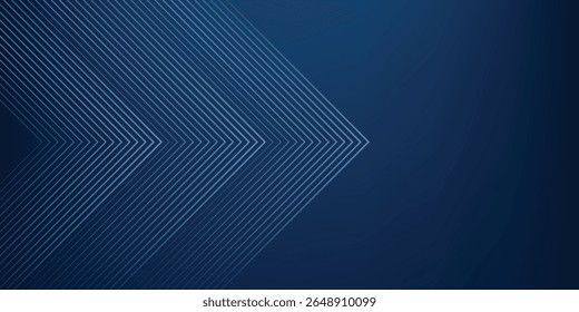 Dark Blue Abstract Background with Glowing Arrow Lines for Technology, Featuring a Futuristic Concept with Modern Shiny Blue Geometric Lines Design, Ideal for Banners, Covers, Posters, and Web Headers