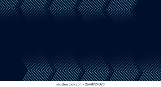 Dark blue abstract background with glowing geometric lines. Modern shiny blue lines pattern. Futuristic technology concept. Horizontal banner template