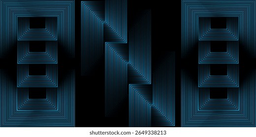 Dark blue abstract background with glowing geometric lines. Modern shiny blue diagonal rounded lines pattern. Futuristic technology concept. eps, presentation, website, bussines
