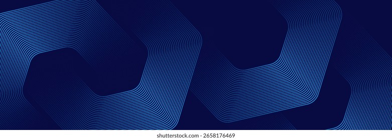 Fondo abstracto azul oscuro con brillantes patrones de línea hexagonal. Un diseño moderno e inspirado en la tecnología ideal para temas digitales, empresariales y futuristas.