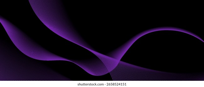 Fondo abstracto azul oscuro con líneas de onda brillantes. fondo futurista Tecnología de concepto moderno. Ilustración vectorial