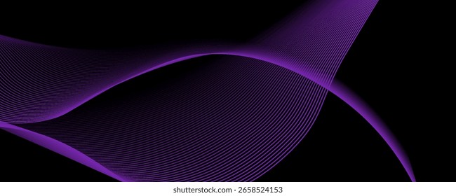 Fundo abstrato azul escuro com linhas de ondas brilhantes. fundo futurista Tecnologia conceito moderno. Ilustração vetorial