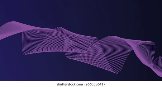 Fundo abstrato azul escuro com linhas de ondas brilhantes. fundo futurista Tecnologia conceito moderno. Ilustração vetorial