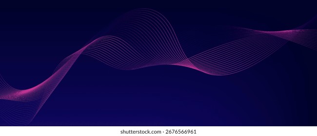 Fondo abstracto azul oscuro con líneas de onda brillantes. fondo futurista Tecnología de concepto moderno. Moderno gradiente azul púrpura que fluye líneas de onda.