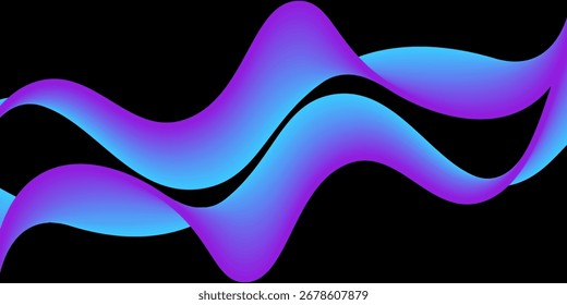 Fundo abstrato azul escuro com ondas brilhantes. Elemento de design de linhas móveis brilhantes. Conceito de tecnologia futurista. Ilustração vetorial