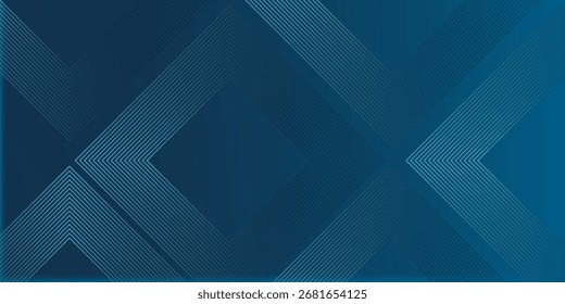 Dark blue abstract background with glowing arrow lines technology futuristic concept. Modern shiny blue geometric lines design. Horizontal banner template suit for cover, header, poster, banner, web