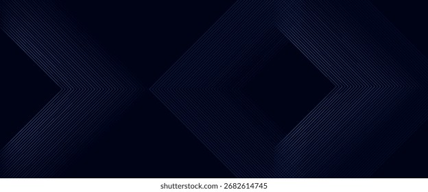 Dark Blue Abstract Background with Glowing Arrow Lines for Technology, Featuring a Futuristic Concept with Modern Shiny Blue Geometric Lines Design, Ideal for Banners, Covers, Posters, and Web Headers