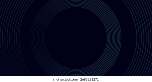 Fondo abstracto azul oscuro con líneas de círculo brillantes. Diseño geométrico del arte de la línea de la raya.