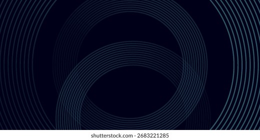 Fondo abstracto azul oscuro con líneas de círculo brillantes. Diseño geométrico del arte de la línea de la raya.