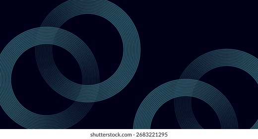 Fondo abstracto azul oscuro con líneas de círculo brillantes. Diseño geométrico del arte de la línea de la raya.