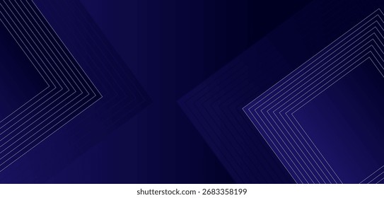 Fondo abstracto azul oscuro. Líneas geométricas triangulares brillantes superpuestas. Moderno patrón de líneas azules brillantes. Concepto de tecnología futurista. Ilustración vectorial