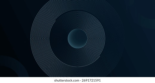 Fondo abstracto azul oscuro con forma geométrica brillante. Círculo degradado brillante moderno. Elemento circular de remolino. Elegante Diseño gráfico. Concepto de tecnología futurista. Ilustración vectorial.eps.10