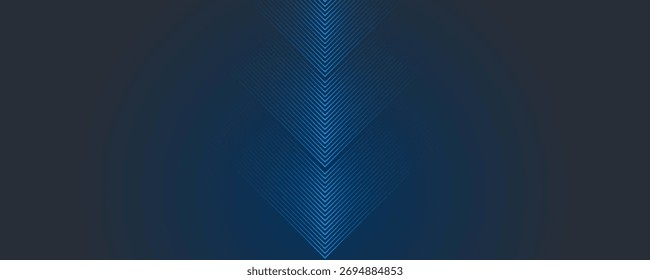 Dark Blue Abstract Background with Glowing Arrow Lines for Technology, Featuring a Futuristic Concept with Modern Shiny Blue Geometric Lines Design, Ideal for Banners, Covers, Posters, modern