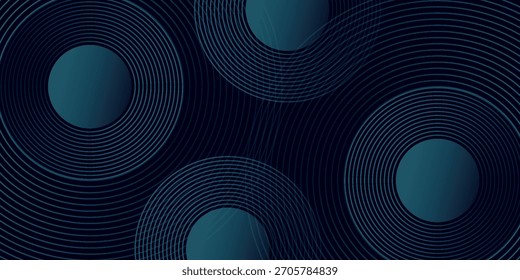 Fondo abstracto azul oscuro con líneas de círculo brillantes. Diseño geométrico del arte de la línea de la raya.