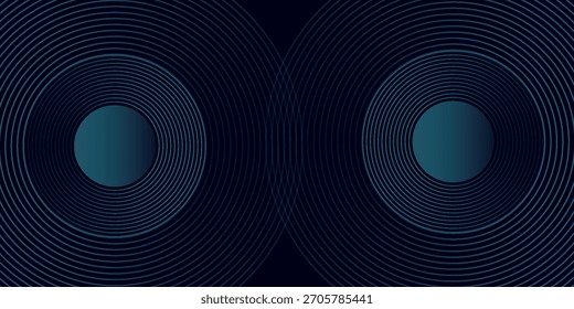 Fondo abstracto azul oscuro con líneas de círculo brillantes. Diseño geométrico del arte de la línea de la raya.