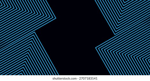 Fundo abstrato azul escuro com linhas geométricas brilhantes. Padrão moderno de linhas arredondadas azul brilhante diagonal. Conceito de tecnologia futurista. Terno para capa, cartaz, apresentação, banner, site