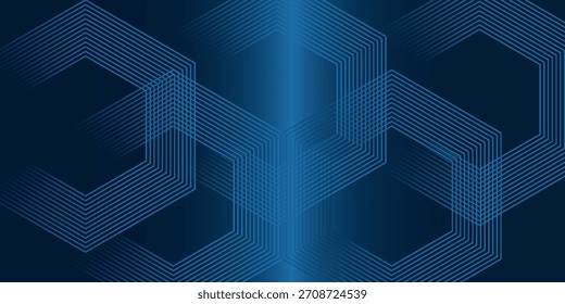 Fondo abstracto azul oscuro con líneas geométricas brillantes y diagonales azules brillantes. Perfecto para diseños de tecnología futurista.