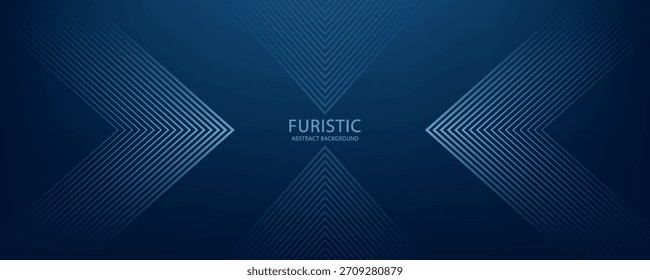 Dunkelblauer abstrakter Hintergrund mit leuchtenden Pfeillinien für die Technologie, mit einem futuristischen Konzept mit modernem glänzenden blauen geometrischen Linien-Design,EPS10