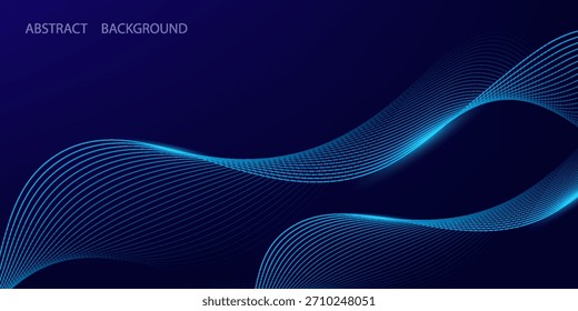 Dark blue abstract background with glowing wave lines. futuristic background Modern concept technology. Vector illustration