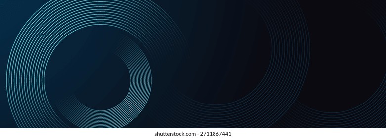 Fondo abstracto azul oscuro con líneas de círculo brillantes. Diseño geométrico del arte de la línea de la raya. Moderno patrón de líneas redondeadas diagonales azules brillantes. eps10, Web