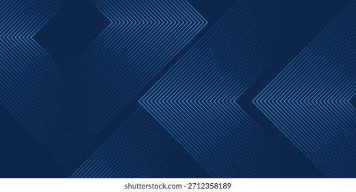 Fondo Abstractas azul oscuro con líneas de flecha brillantes para la Tecnología, con un concepto futurista con líneas geométricas azules brillantes modernas 