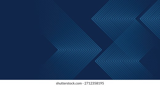 Dark Blue Abstract Background with Glowing Arrow Lines for Technology, Featuring a Futuristic Concept with Modern Shiny Blue Geometric Lines 