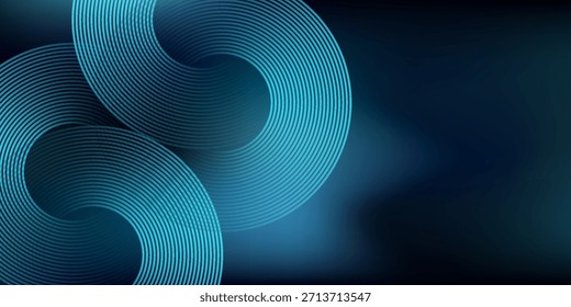Fondo abstracto azul oscuro con líneas geométricas brillantes. Moderno patrón de líneas redondeadas diagonales azules brillantes. Concepto de tecnología futurista. Traje para la cubierta, cartel, presentación, Anuncio, Sitio web