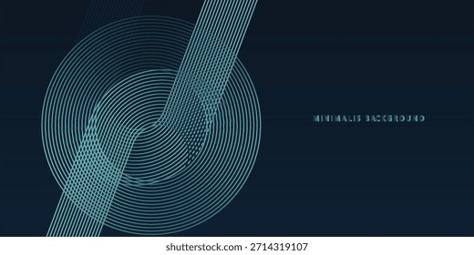 Fondo abstracto azul oscuro con líneas de círculo brillantes. Diseño geométrico del arte de la línea de la raya. Moderno patrón de líneas redondeadas diagonales azules brillantes. Concepto de tecnología futurista. EPS 10