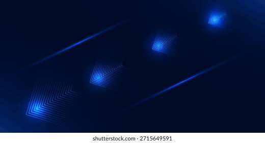 Fondo abstracto azul oscuro. Líneas geométricas triangulares brillantes superpuestas. Moderno patrón de líneas azules brillantes. Concepto de tecnología futurista. 